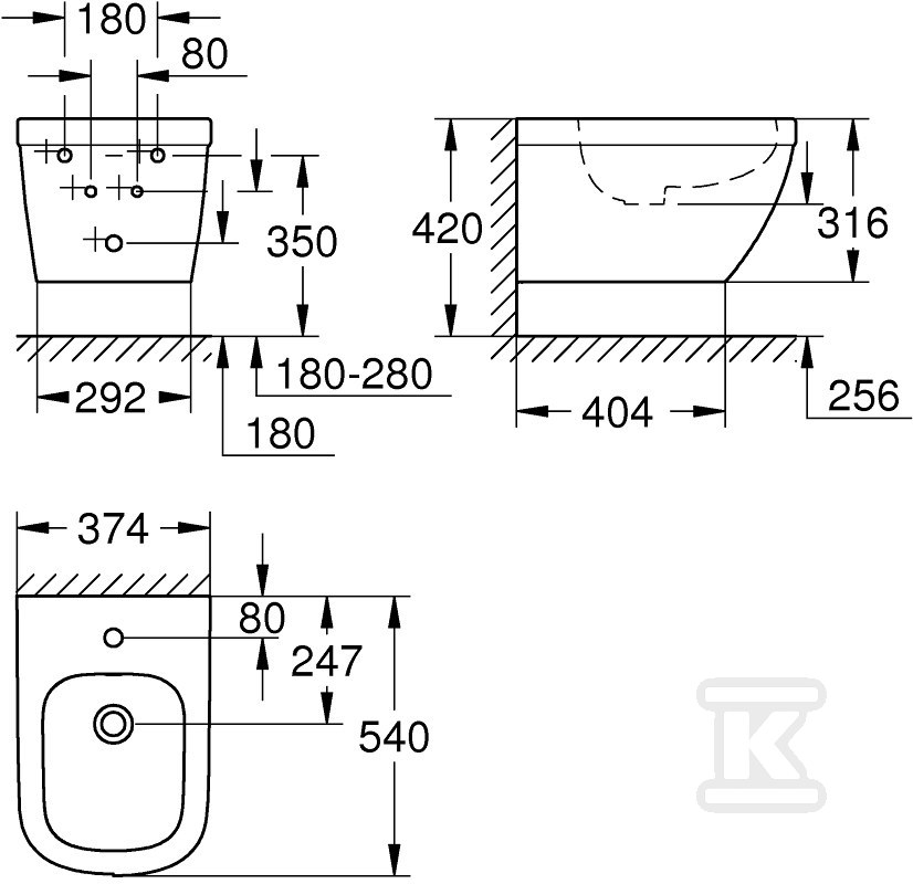 GROHE CERAMICS Wall hung bidet - 39208000