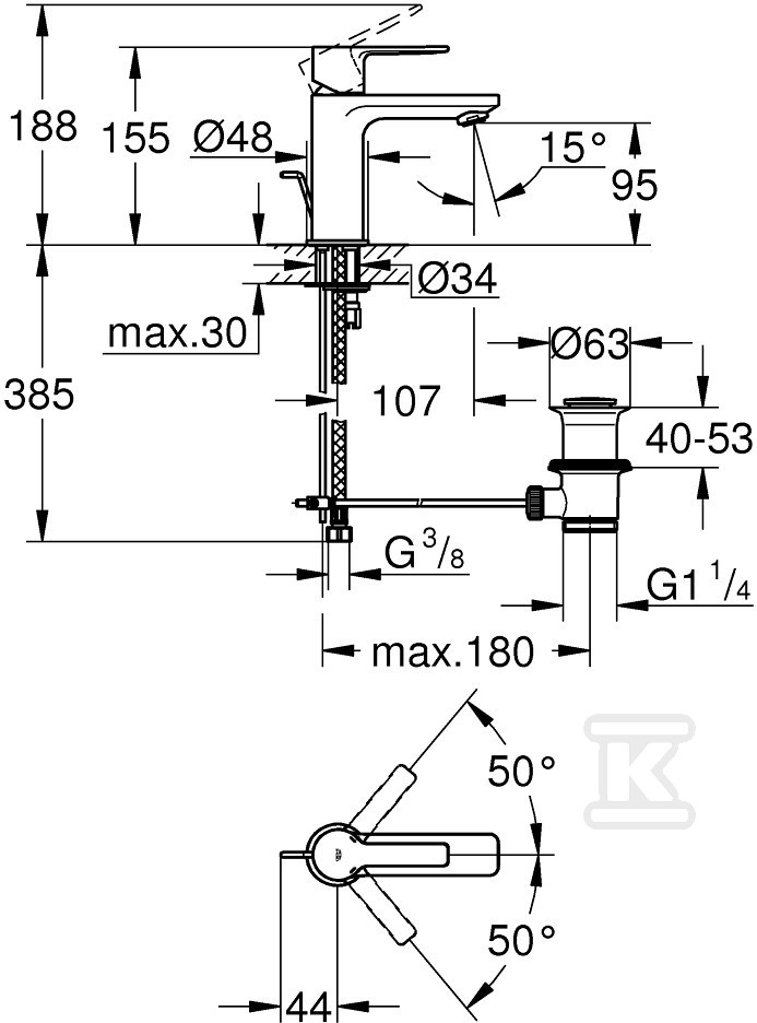 Bateria umywalkowa Lineare DN - 32109001