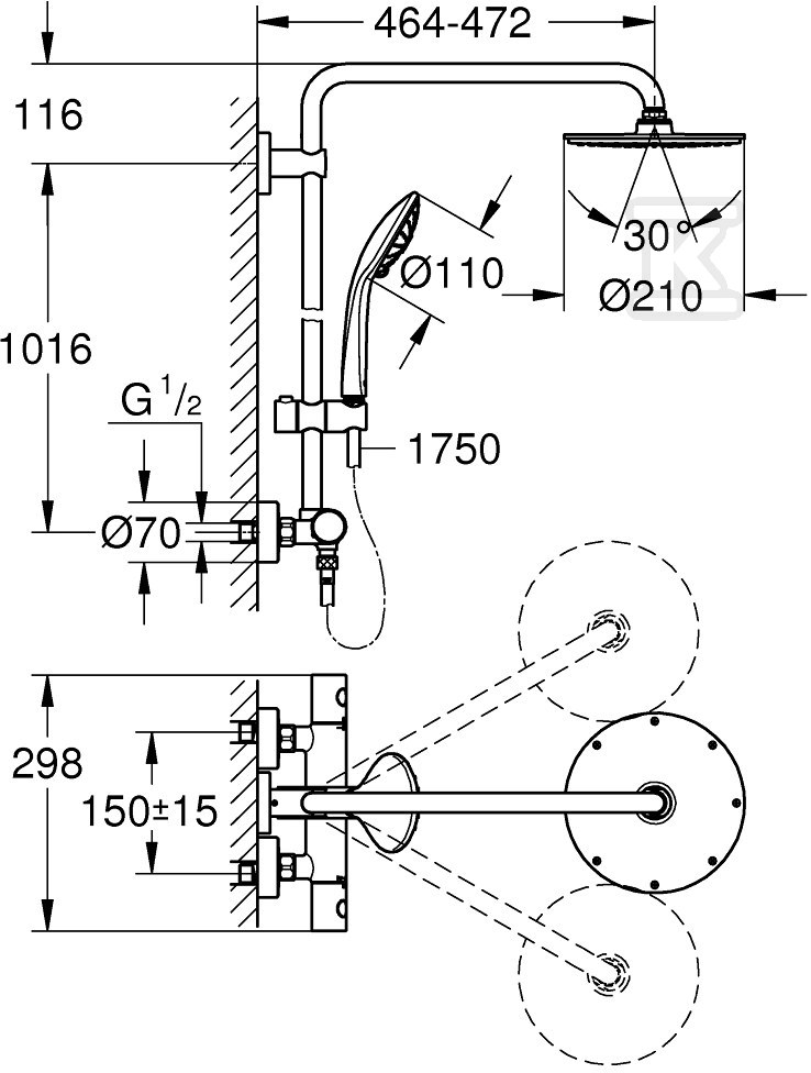 Euphoria System 210 Shower system with - 27964000