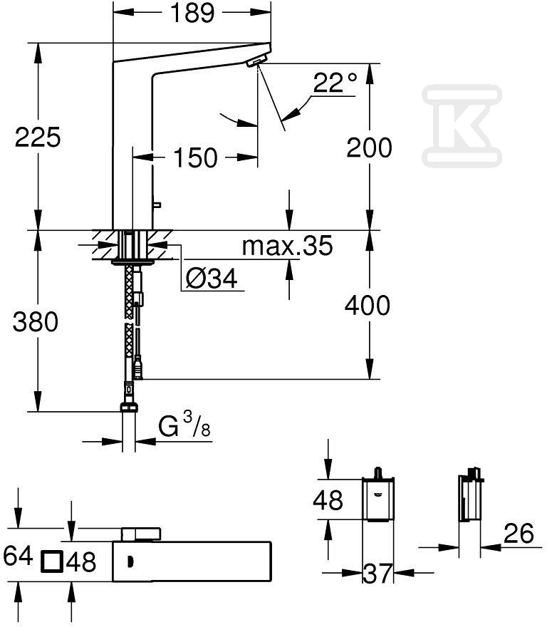 Eurocube E Umywalkowa bateria - 36441000