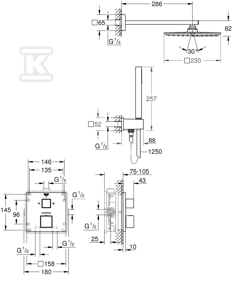 Grohtherm Cube Podtynkowy zestaw - 34741000