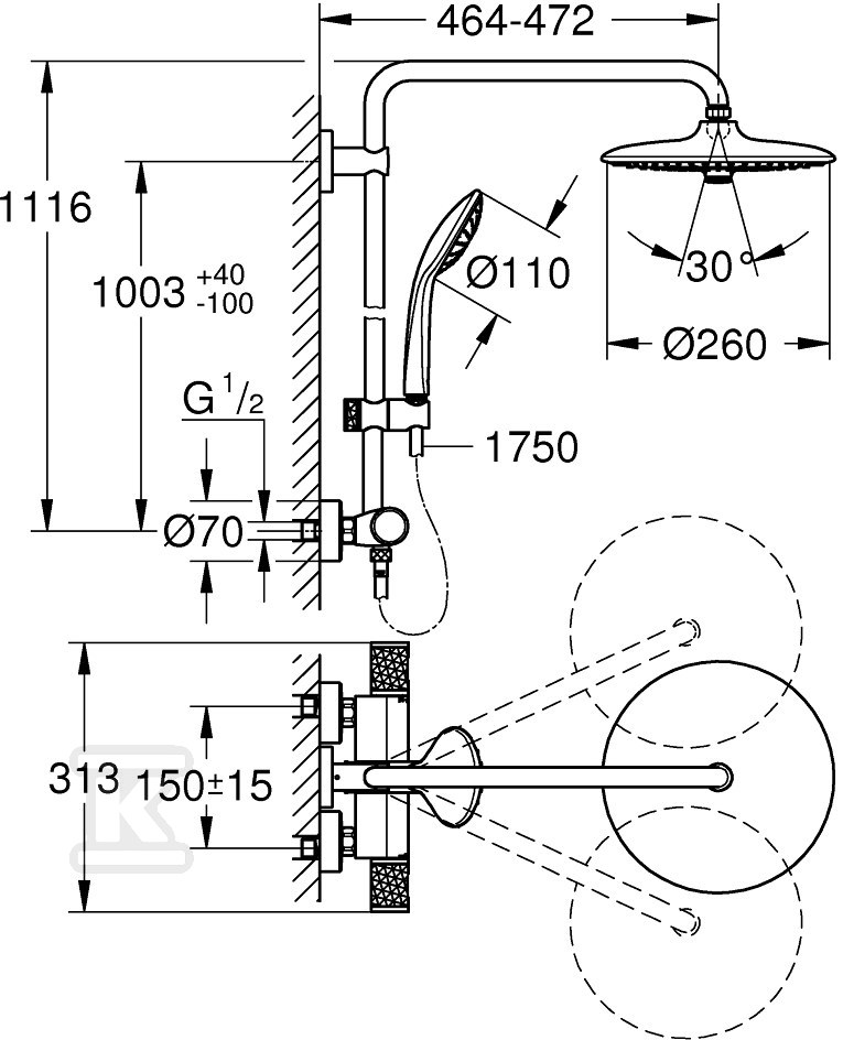 Euphoria System 260 Shower system with - 27296003