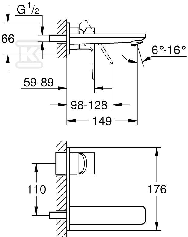 Bateria umywalkowa Lineare 2-otworowa - 19409001