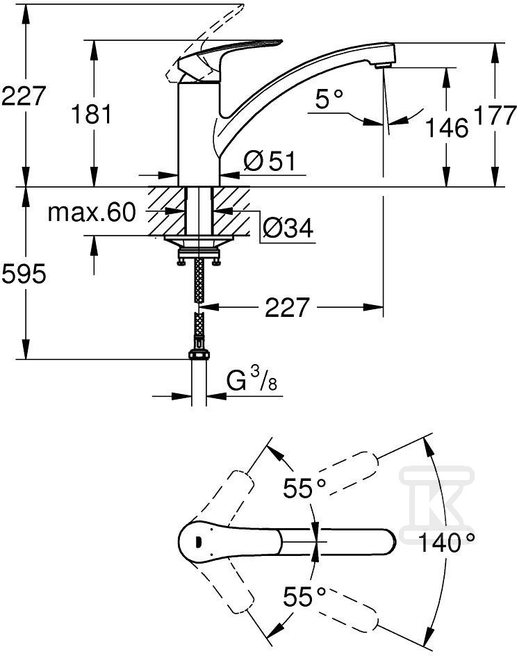 Bateria zlewozmywakowa Eurosmart - 3328130E