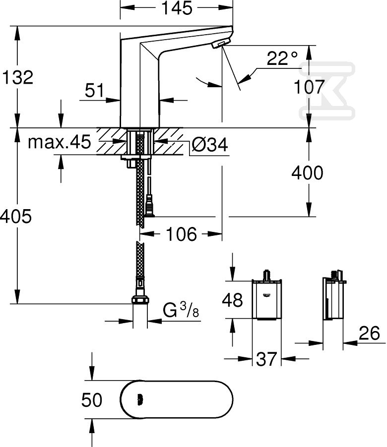 Bateria umywalkowa elektroniczna na - 36330002