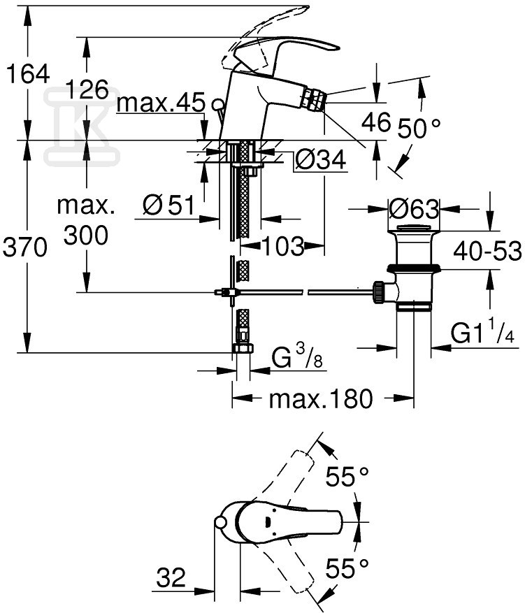 Eurosmart Bateria bidetowa, Rozmiar S, - 32929002