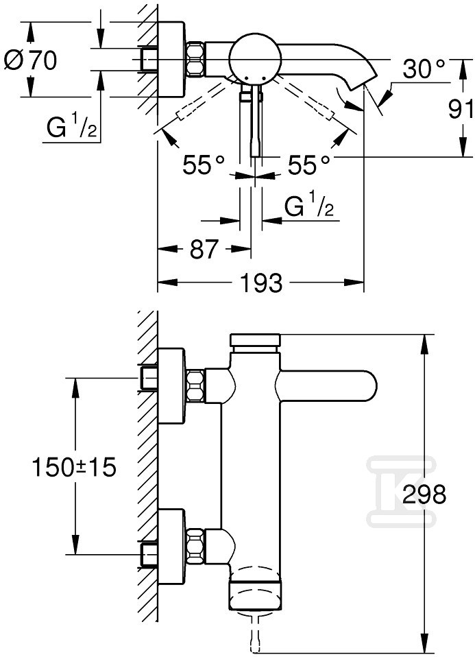 Essence - single lever bath mixer - 33624001