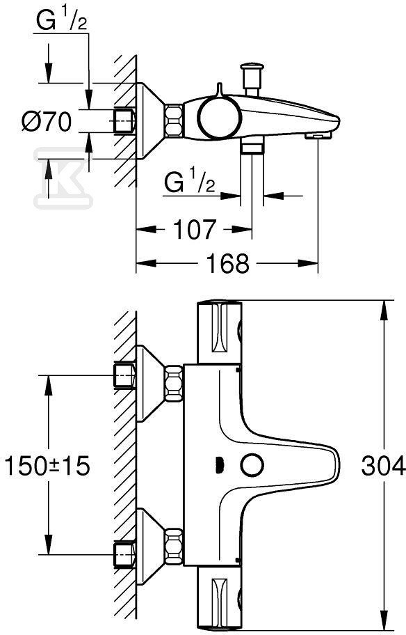 Grohtherm 800 - bath mixer with - 34567000