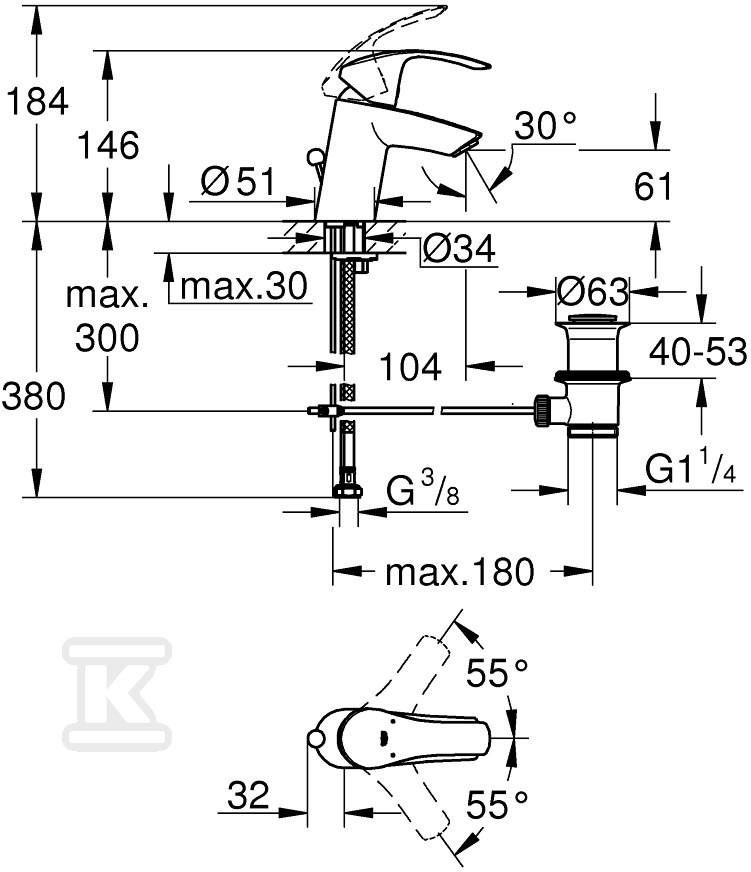 Eurosmart - basin mixer, size S - 33265002