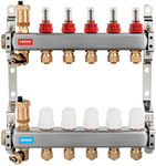 2-way manifold with thermostatic valves, flow meters and connectors, stainless steel