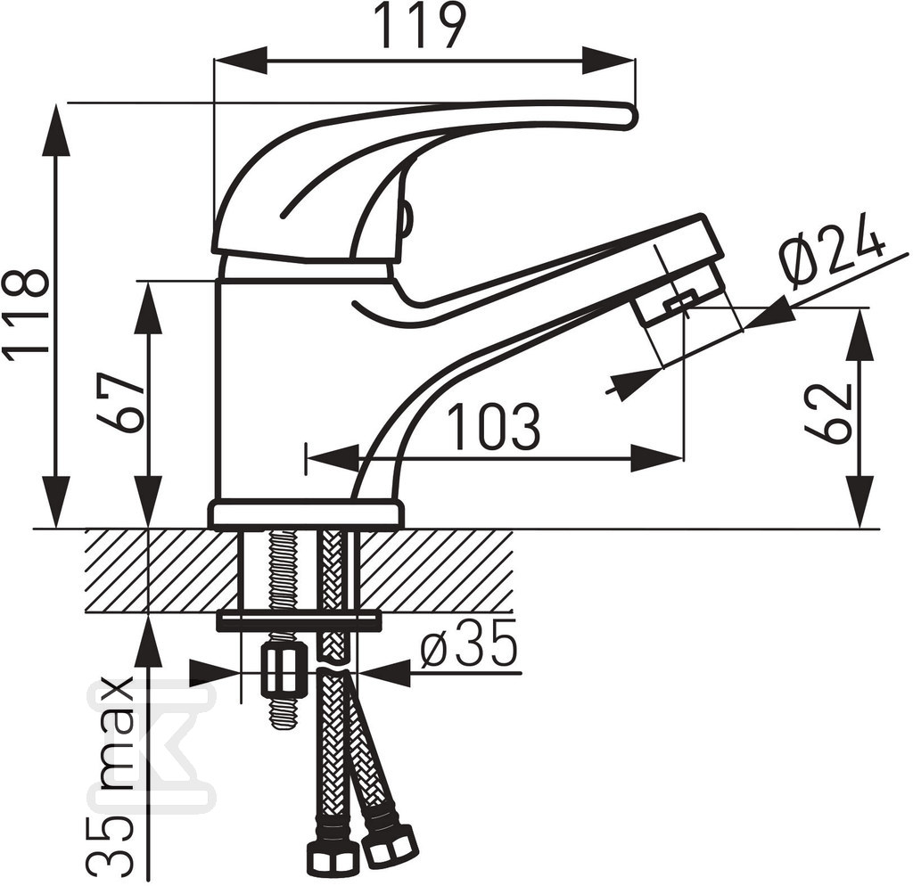 Bateria umywalkowa VASTO LB stojąca, - BVA2-LB