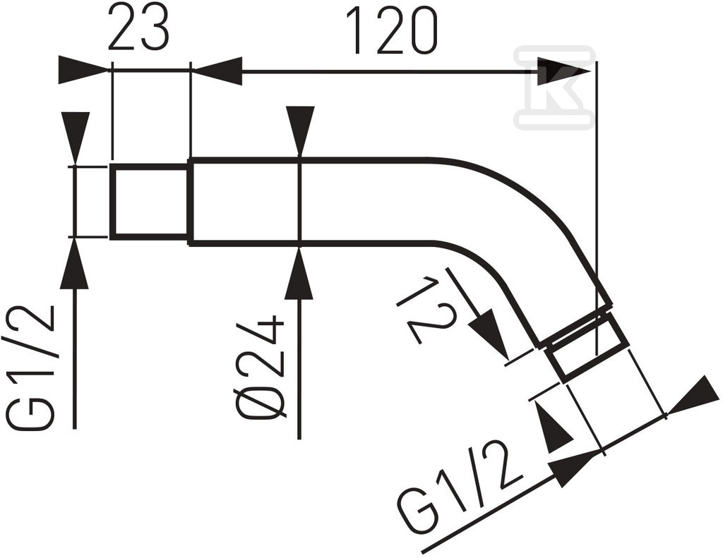 Ramię natrysku do głowicy natryskowej, - RN12