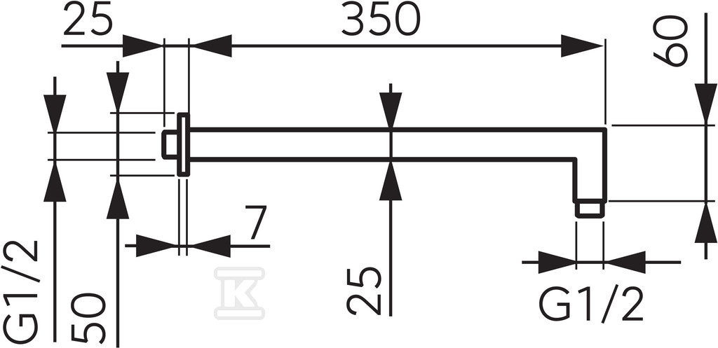 Ramię natrysku do deszczowni, - RN350K