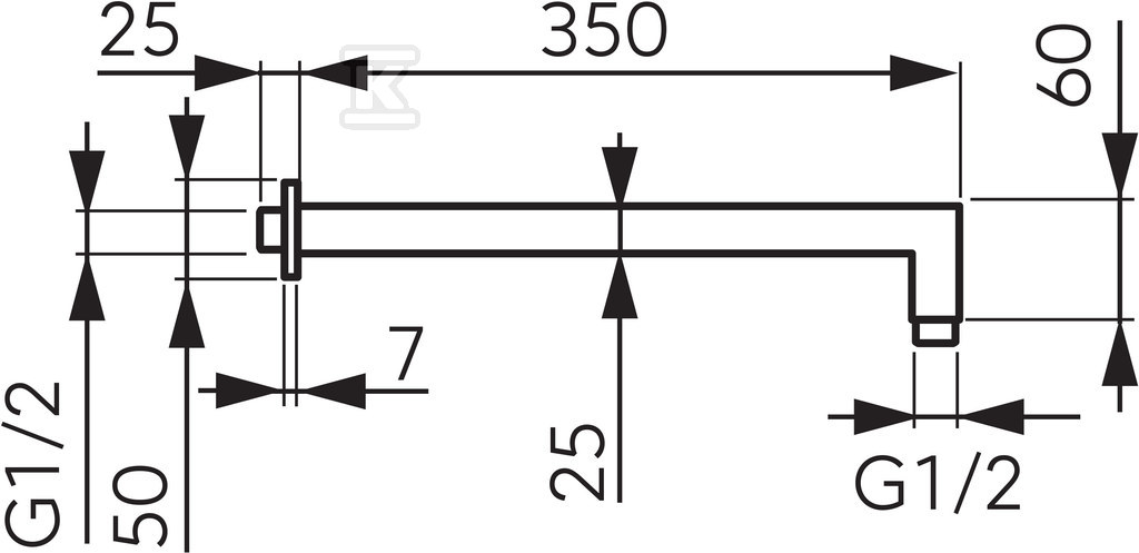 Ramię natrysku do deszczowni, - RN350KBL