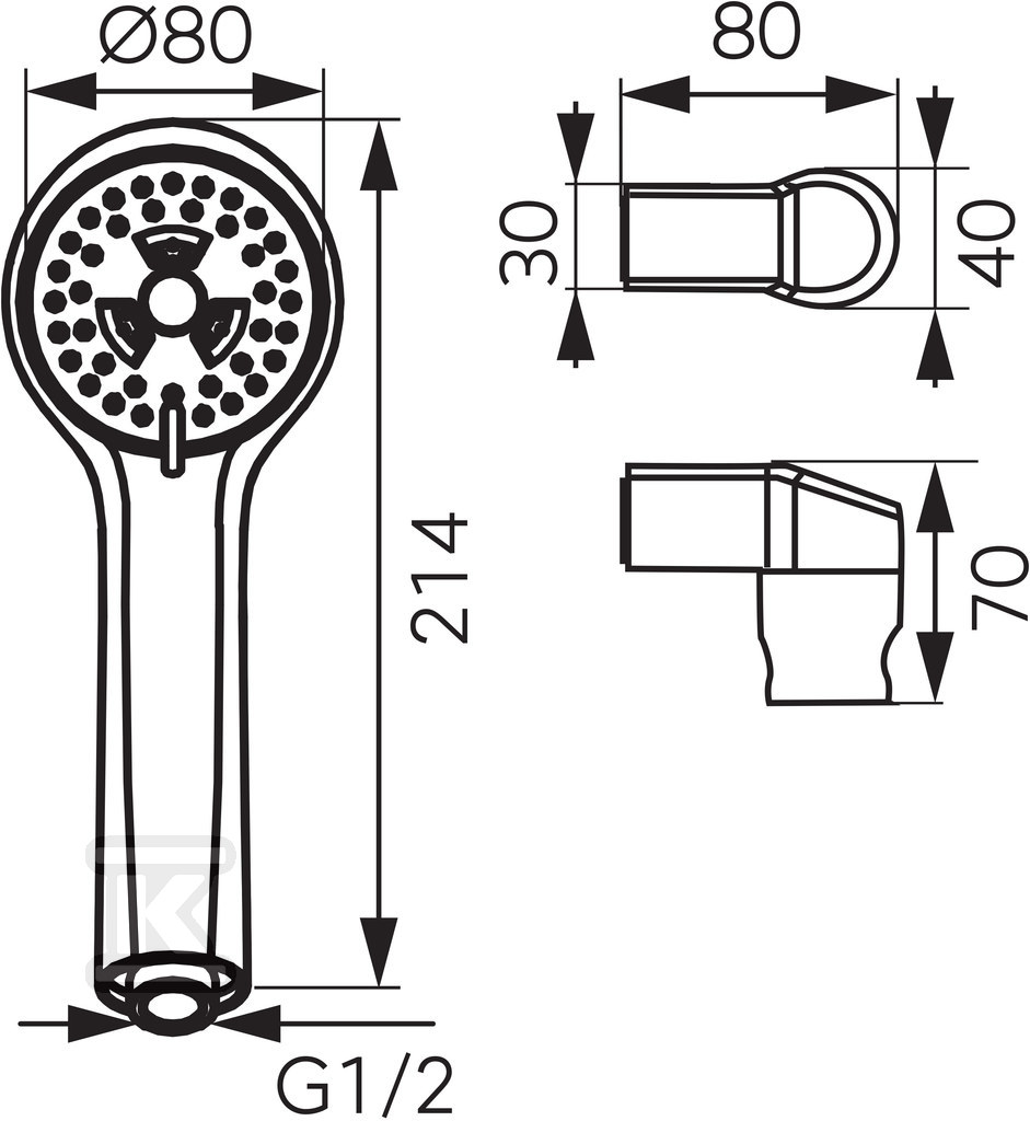 SOLE LB 3F tačkasti tuš, hrom - U300-LB