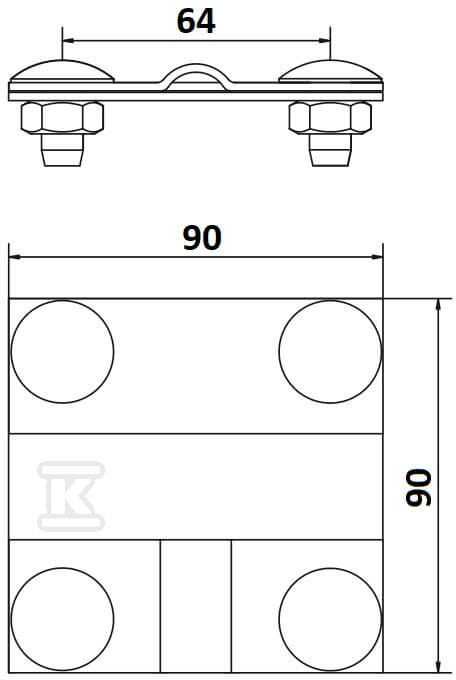 Złącze kontrolne 4-otworowe, - AH03094