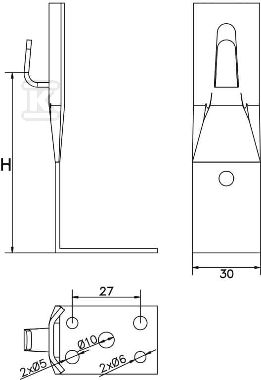 Uchwyt kątowy zacisk h=8cm (miedź) /CU/ - AH05032