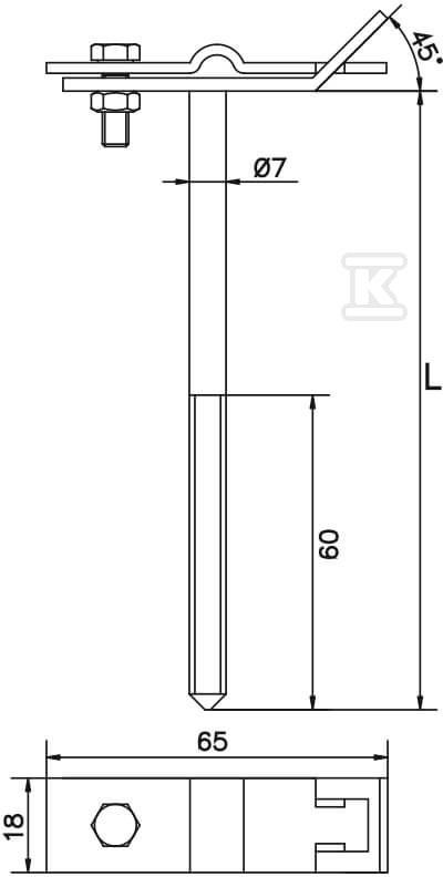 Uchwyt uniwersalny wkręcany h=33cm B do - AH06352