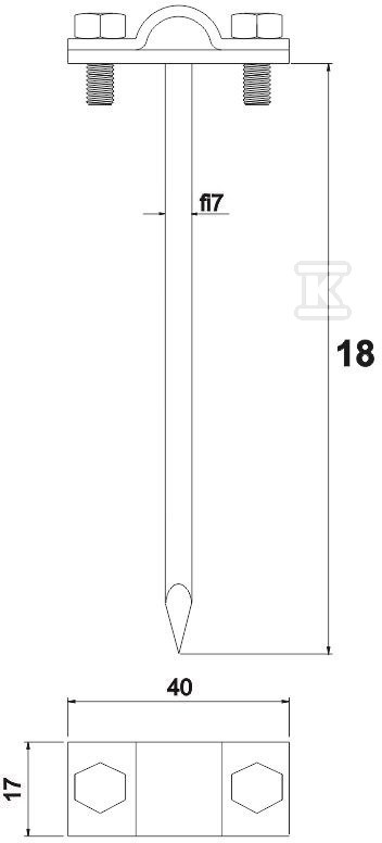 Uchwyt na drut wbijany h=18cm (stal - AH07081