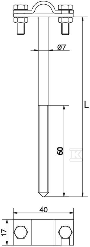 Uchwyt na drut wkręcany h=8cm (stal - AH07111