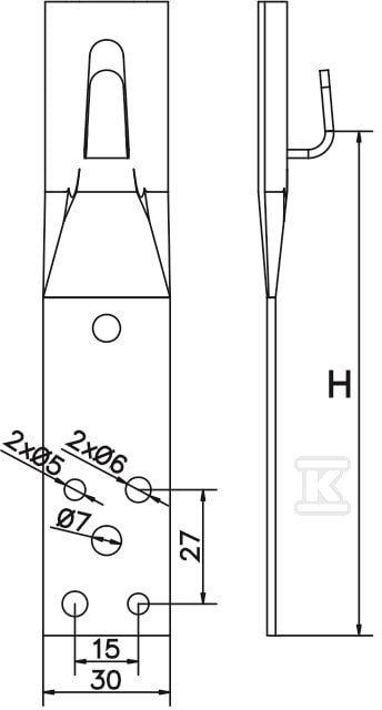Uchwyt prosty zacisk h=8cm (stal - AH11033
