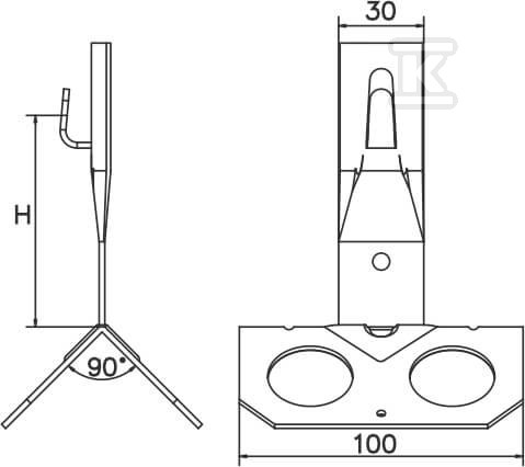 Uchwyt szczytowy zacisk, daszek h=8cm - AH21054