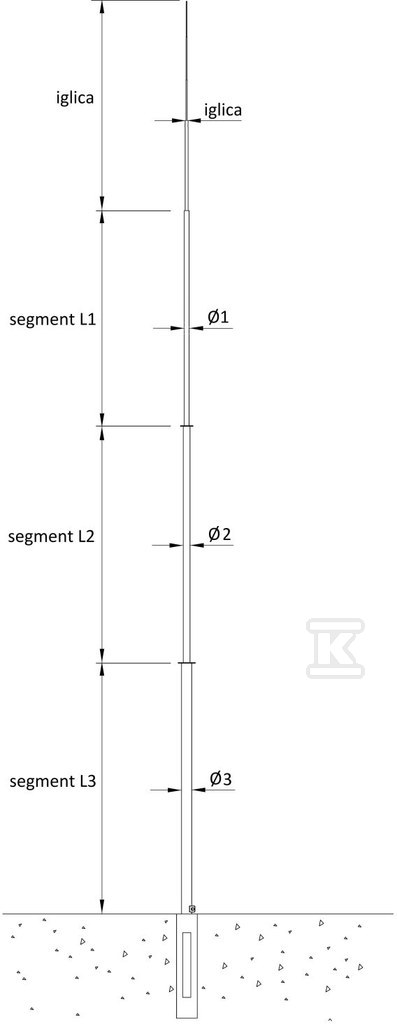 Maszt odgromowy na fundamencie - AH35101