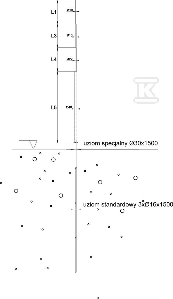 Maszt odgromowy h=5000mm nasadzany na - AH35361