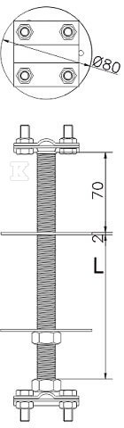 Przepust odgromowy stalowy, l=200mm - AH38511