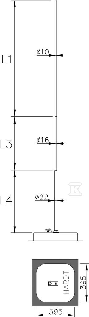 Maszt wolnostojący pojedynczy, h=2500mm - AH40031