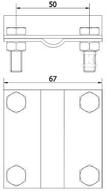 Złącze uziomowe 2-płytkowe, B do 40mm, - AH01224