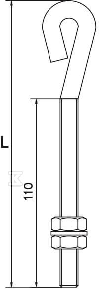 Uchwyt naciągowy oczko l=16cm (stal - AH13011