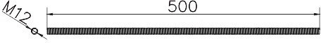 Pręt gwintowany, M12x500mm /OG/ - AH3204OG