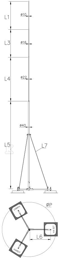 Maszt wolnostojący na trójnogu, - AH40121
