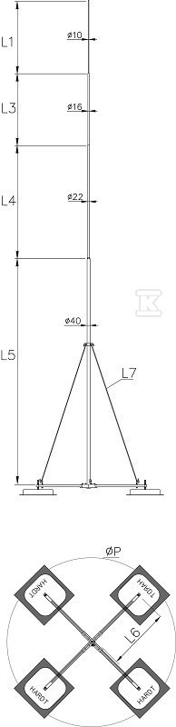 Maszt wolnostojący na czwórnogu, - AH40141