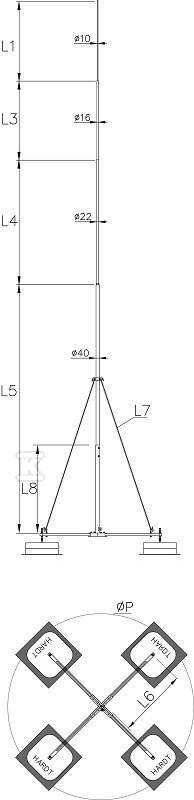 Maszt wolnostojący na czwórnogu, - AH40151