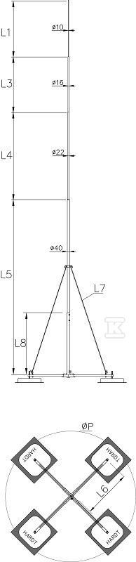 Maszt wolnostojący na czwórnogu, - AH40421