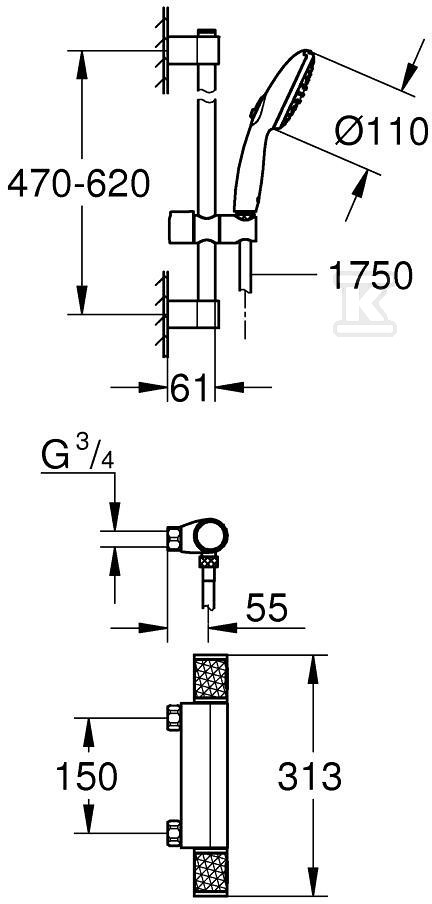 Prysznicowa bateria termostatyczna - 34836001