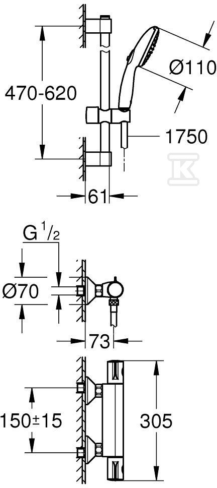 Prysznicowa bateria termostatyczna - 34565002