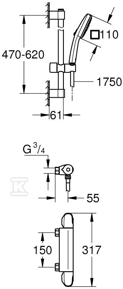 Prysznicowa bateria termostatyczna - 34819005