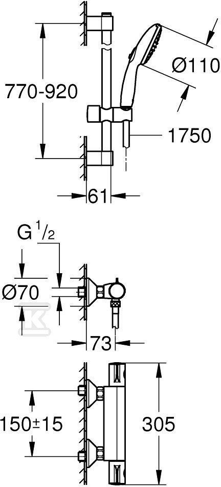 Prysznicowa bateria termostatyczna - 34566002