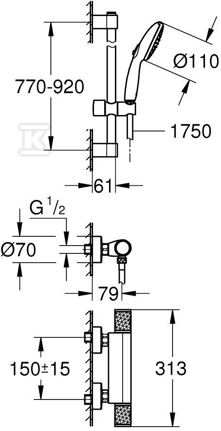 Prysznicowa bateria termostatyczna - 34835001