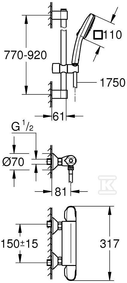 Prysznicowa bateria termostatyczna - 34824005