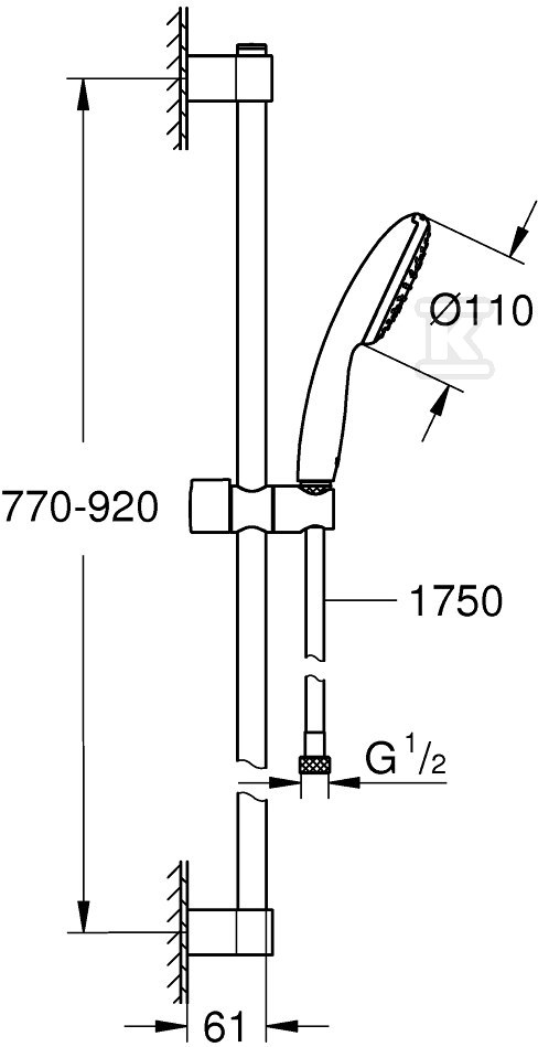 Zestaw z drążkiem prysznicowym Tempesta - 27925003