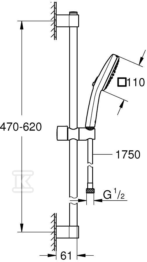 Zestaw z drążkiem prysznicowym Tempesta - 26748003