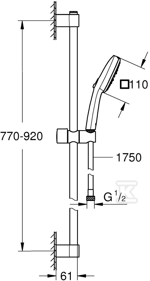 Zestaw z drążkiem prysznicowym Tempesta - 27789003