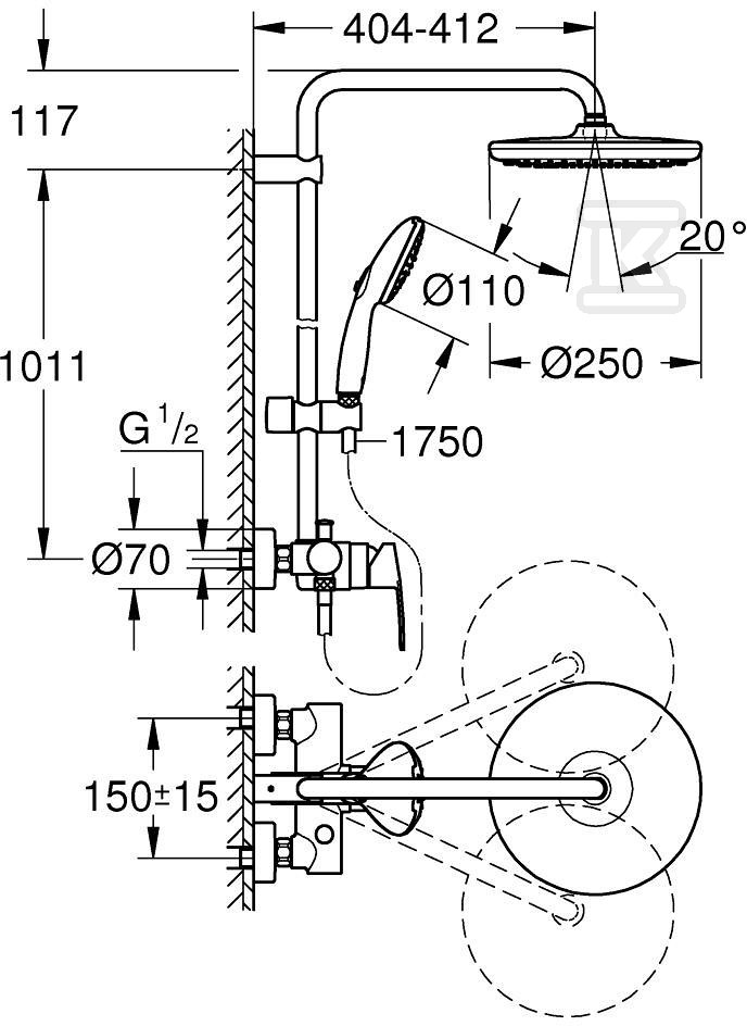 System prysznicowy Tempesta System 250 - 26673001