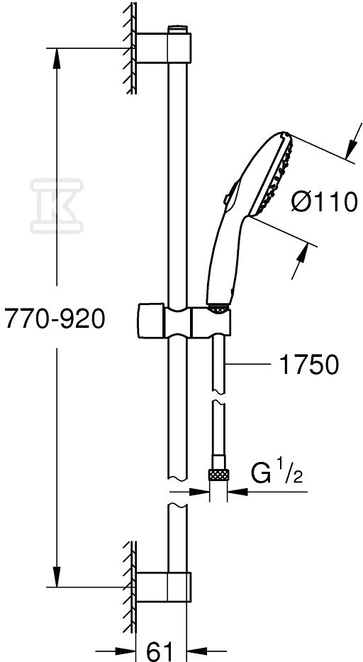 Zestaw z drążkiem prysznicowym Tempesta - 26771003