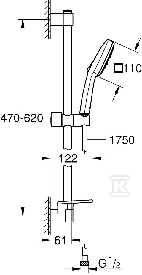 Zestaw z drążkiem prysznicowym Tempesta - 27576003