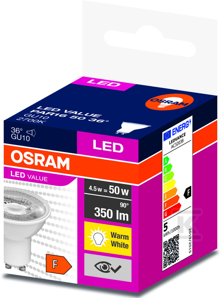 Lampa LED VALUE non-dim PAR16 50 36° - 4058075198586